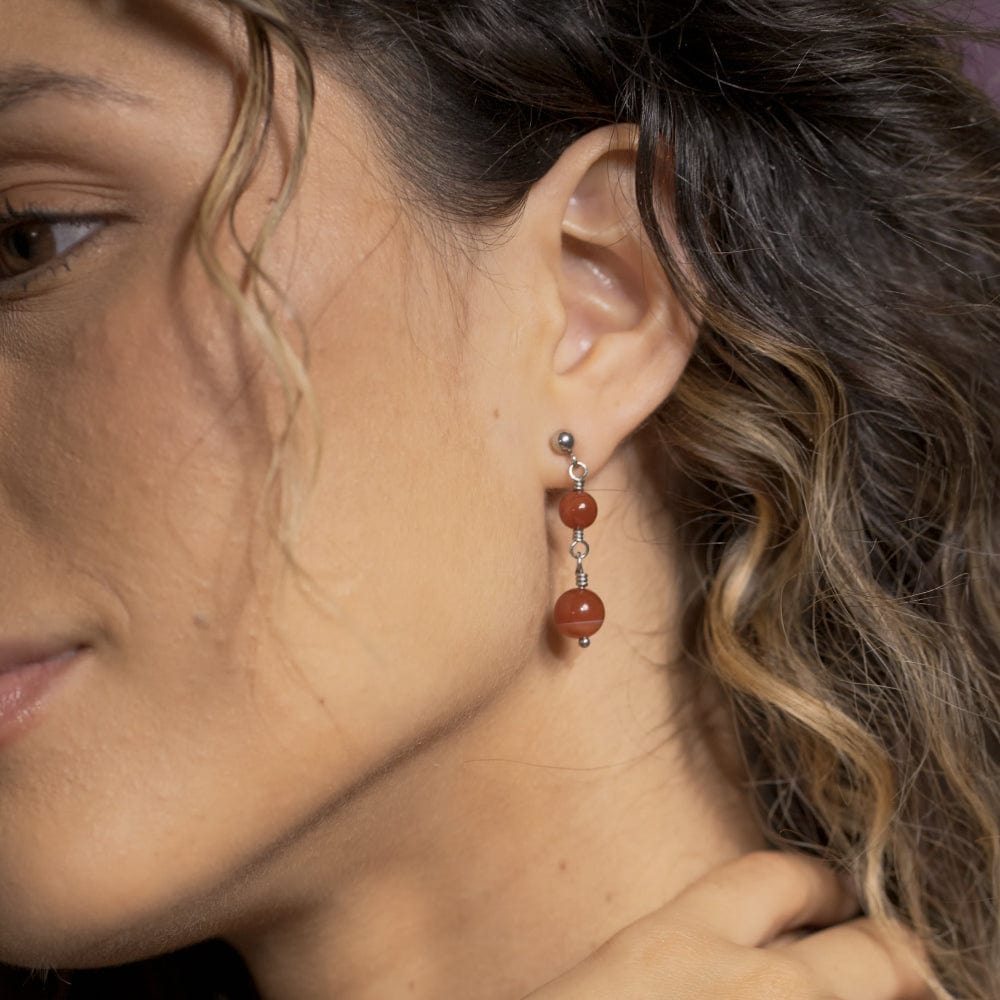 Boucles d'Oreilles Cornaline Hespéris Argent