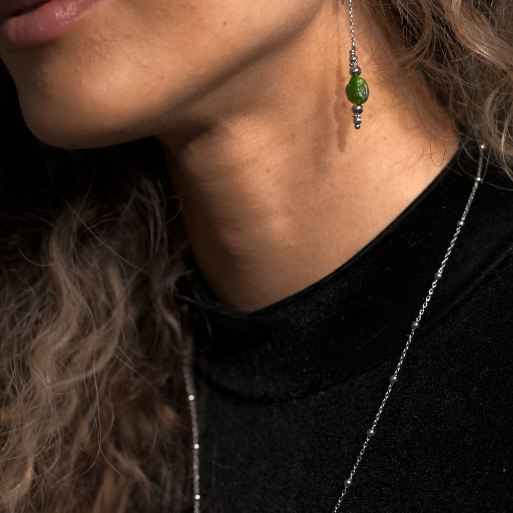 Boucles d'Oreilles Diopside Thalassa Argent