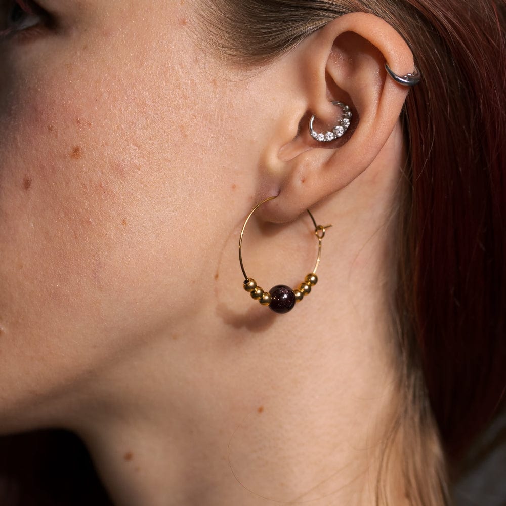 Boucles d'Oreilles Grenat Casssiopée  Or