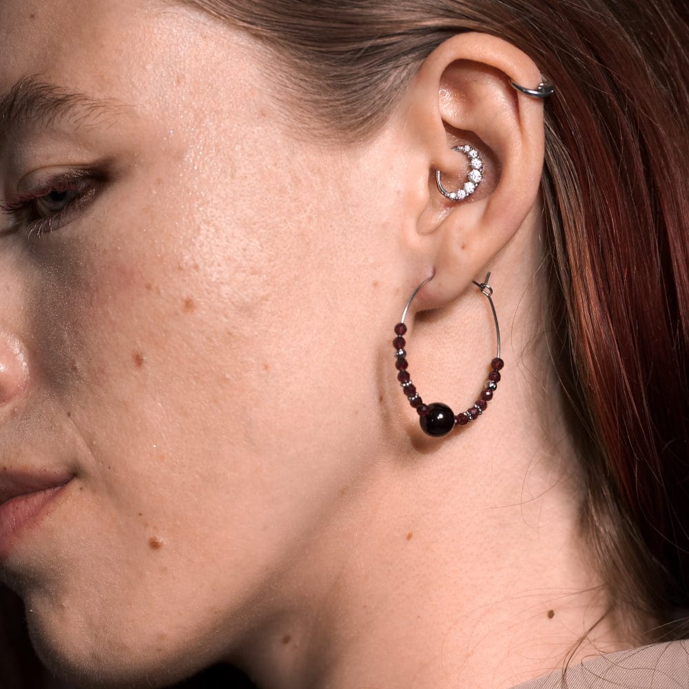 Boucles d'Oreilles Grenat Nadira Argent