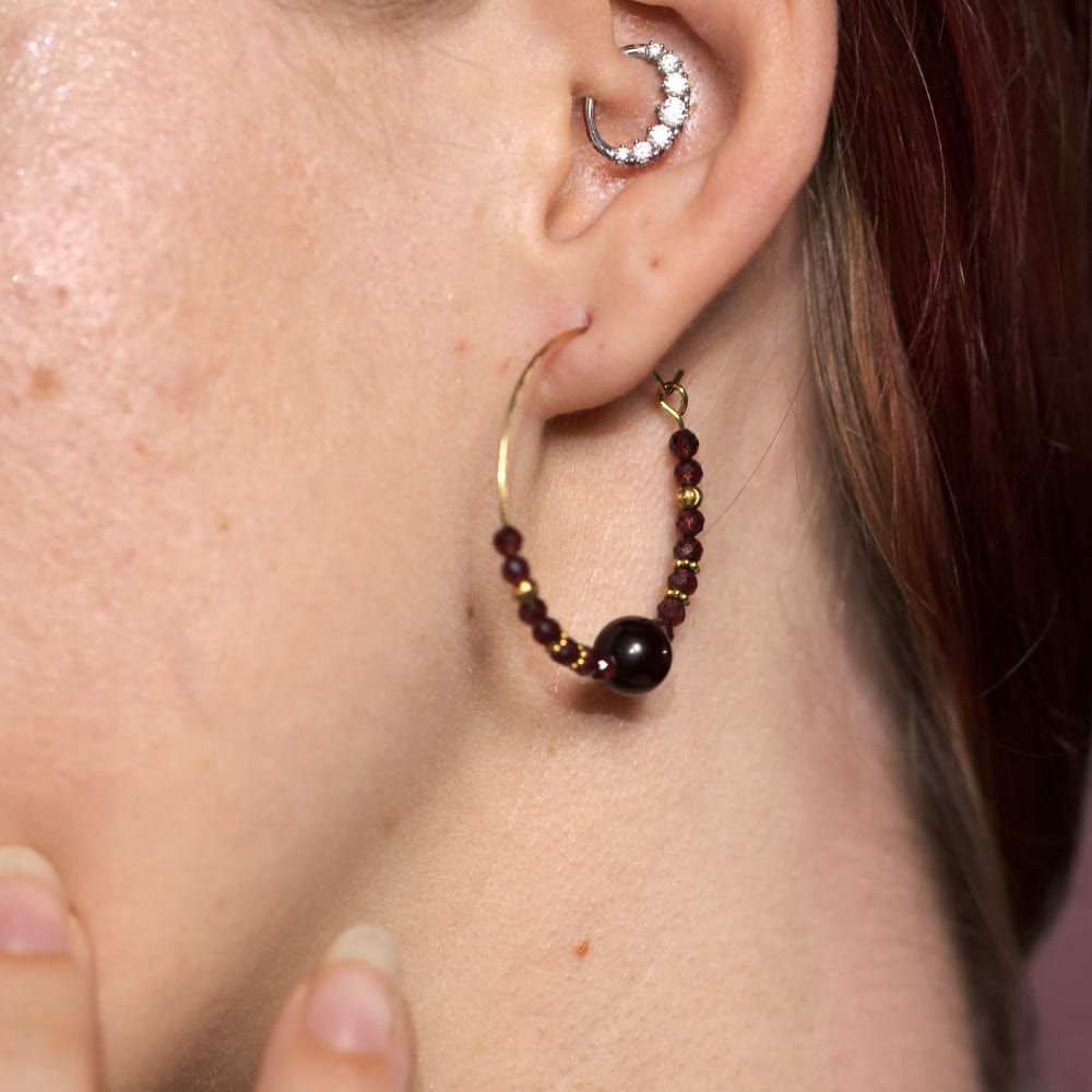 Boucles d'Oreilles Grenat Nadira Or