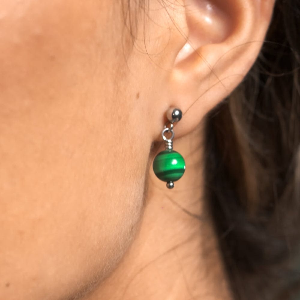 Boucles d'Oreilles Malachite Tara Argent
