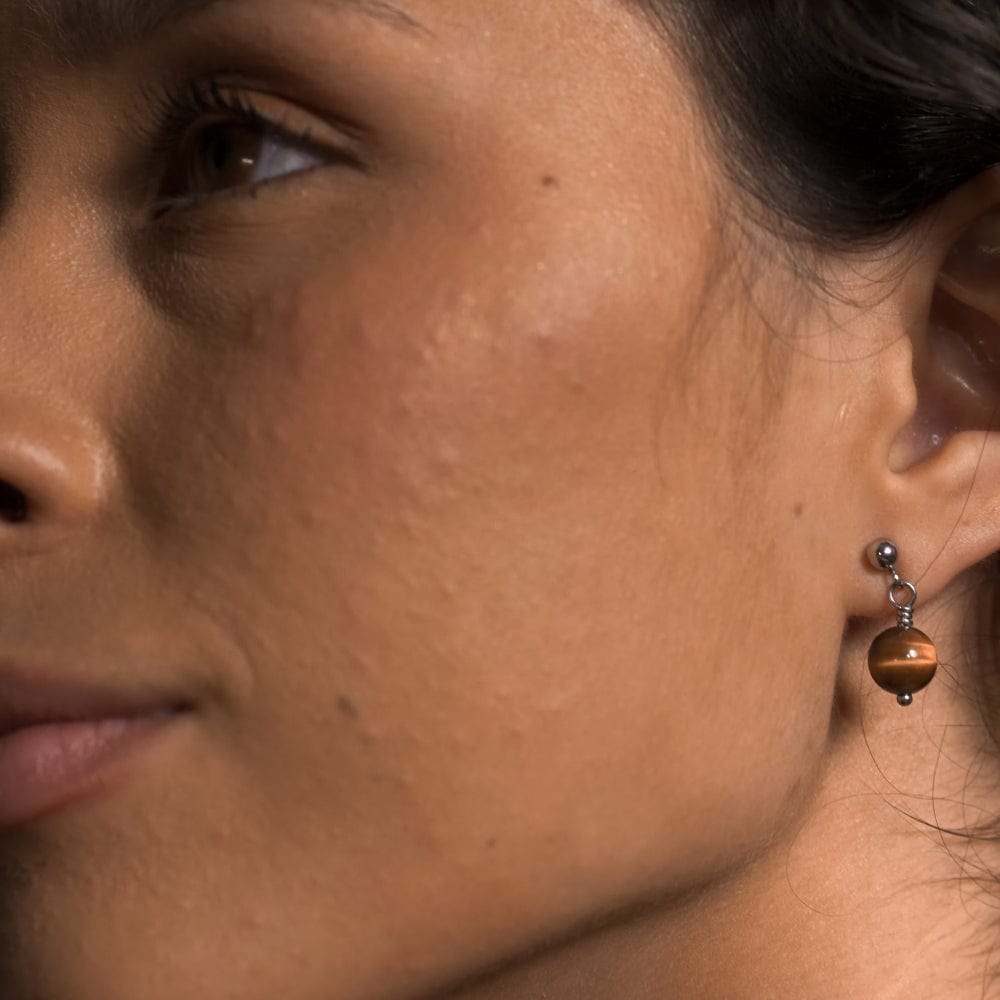 Boucles d'Oreilles Œil de Tigre Tara Argent