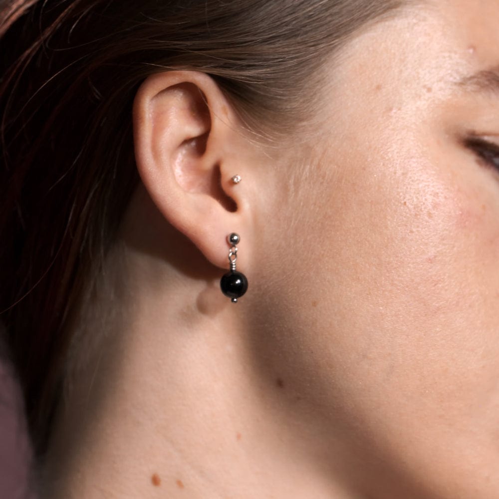 Boucles d'Oreilles Tourmaline Noire Tara Argent