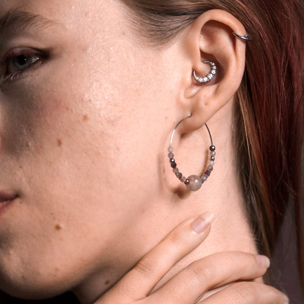 Boucles d'Oreilles Tourmaline Rose Nadira Argent