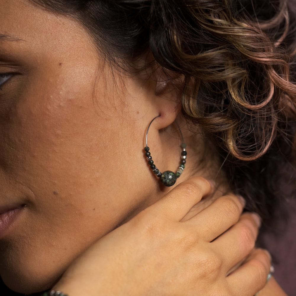 Boucles d'Oreilles Turquoise Africaine Nadira Argent