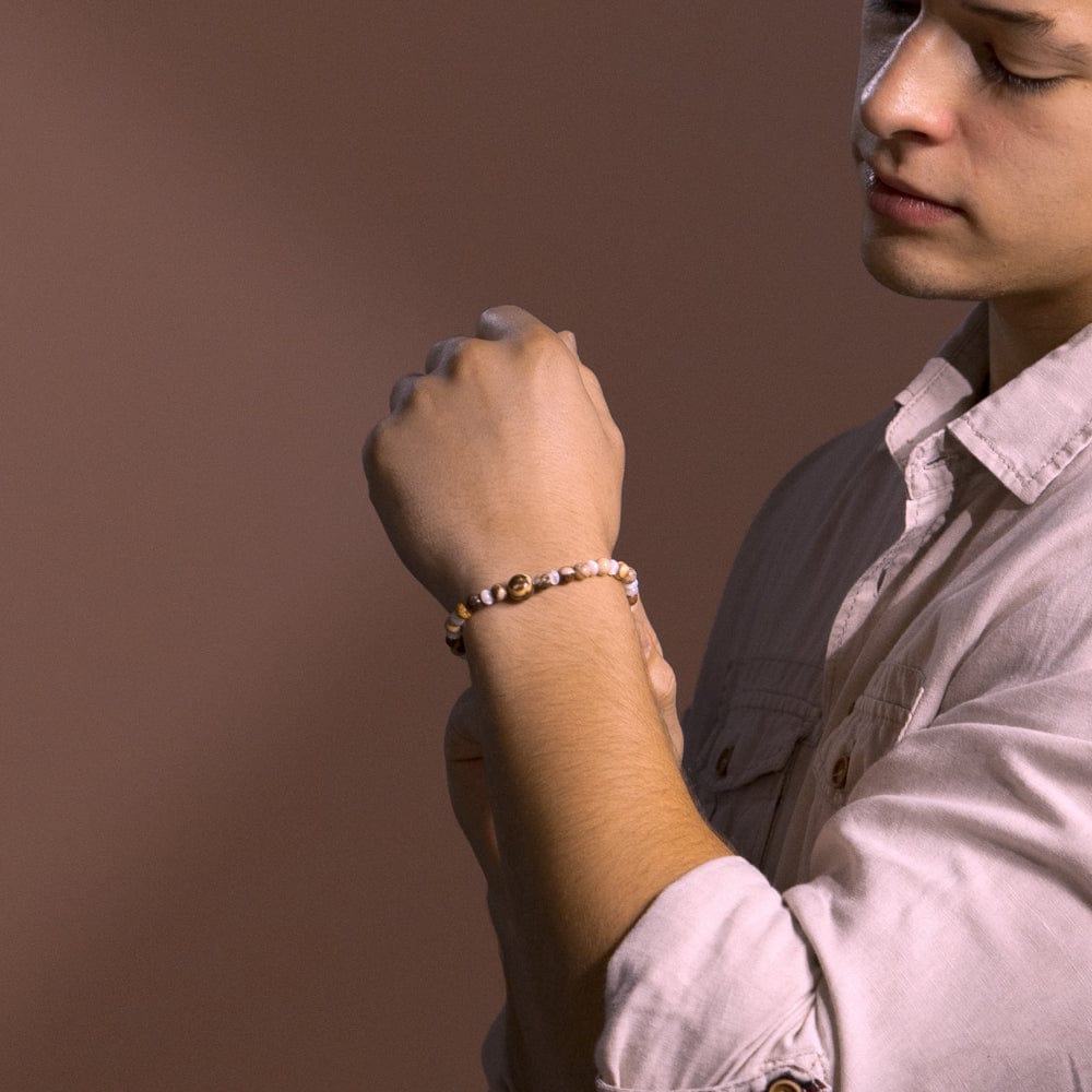 Bracelet Jaspe Zèbre Brun Kymos Porter
