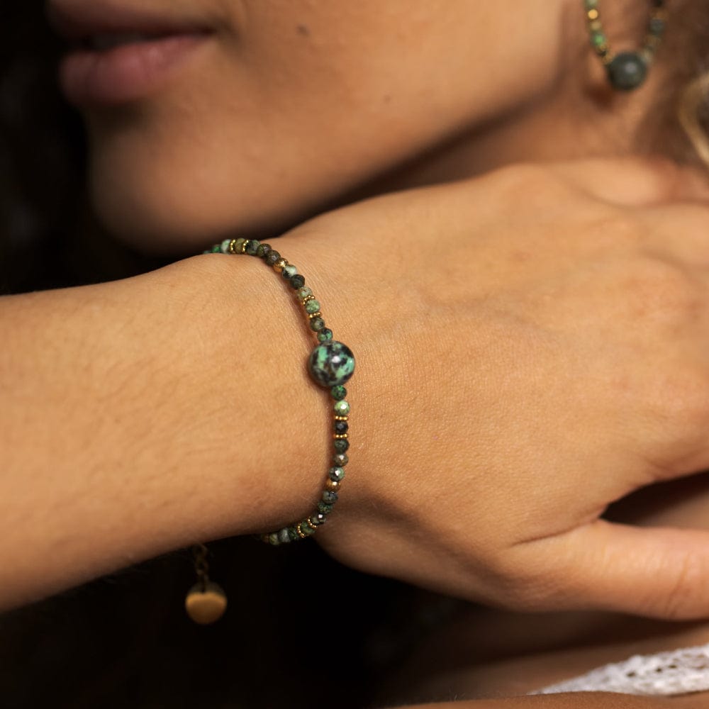 Bracelet Turquoise Africaine Nadira Or