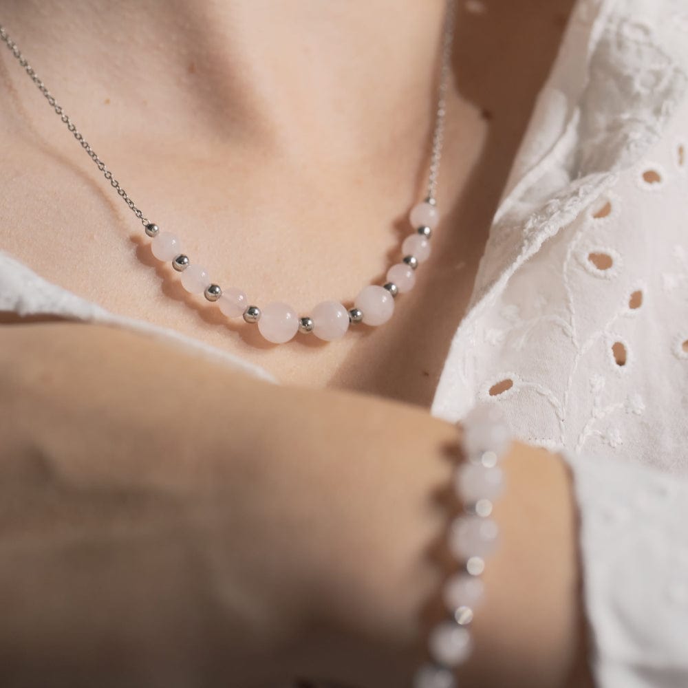 Collier Quartz Rose Hespéris Argent