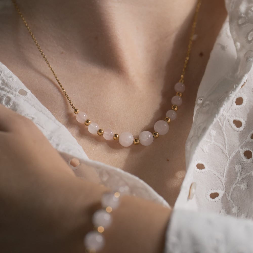 Collier Quartz Rose Hespéris Or