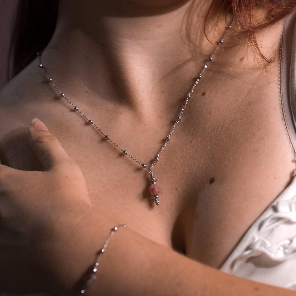 Collier Tourmaline Rose Thalassa Argent