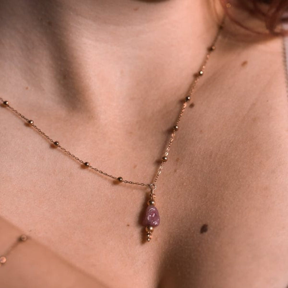 Collier Tourmaline Rose Thalassa Or