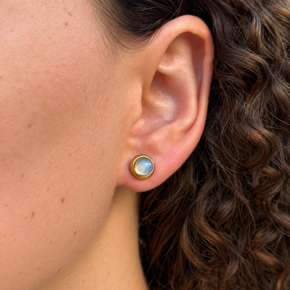 Puce d'Oreille Labradorite - ÉrisPorter Bordure dorer