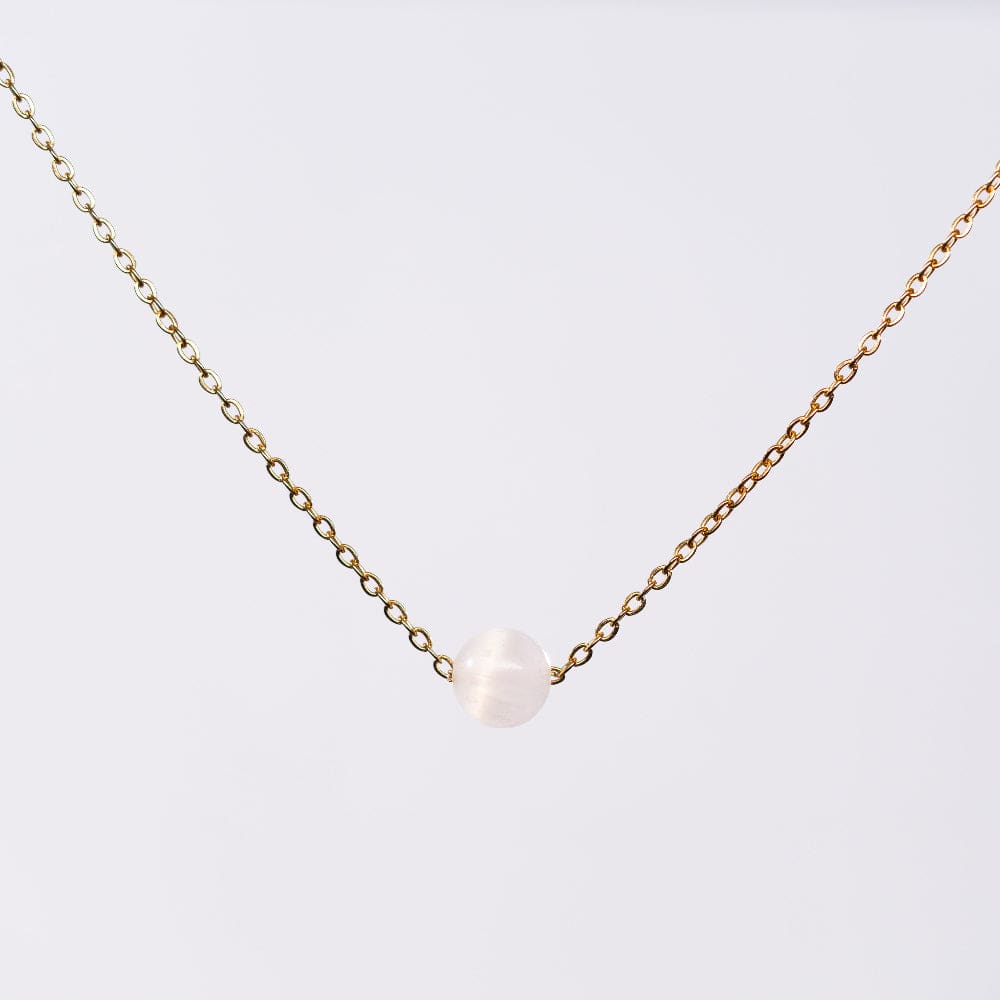 Collier en Sélénite Tara - Acier inoxydable Or