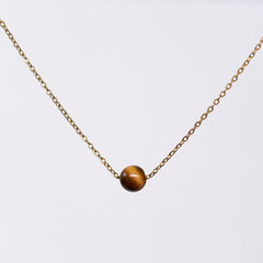 Collier en Œil de Tigre Tara - Acier Inoxydable Or