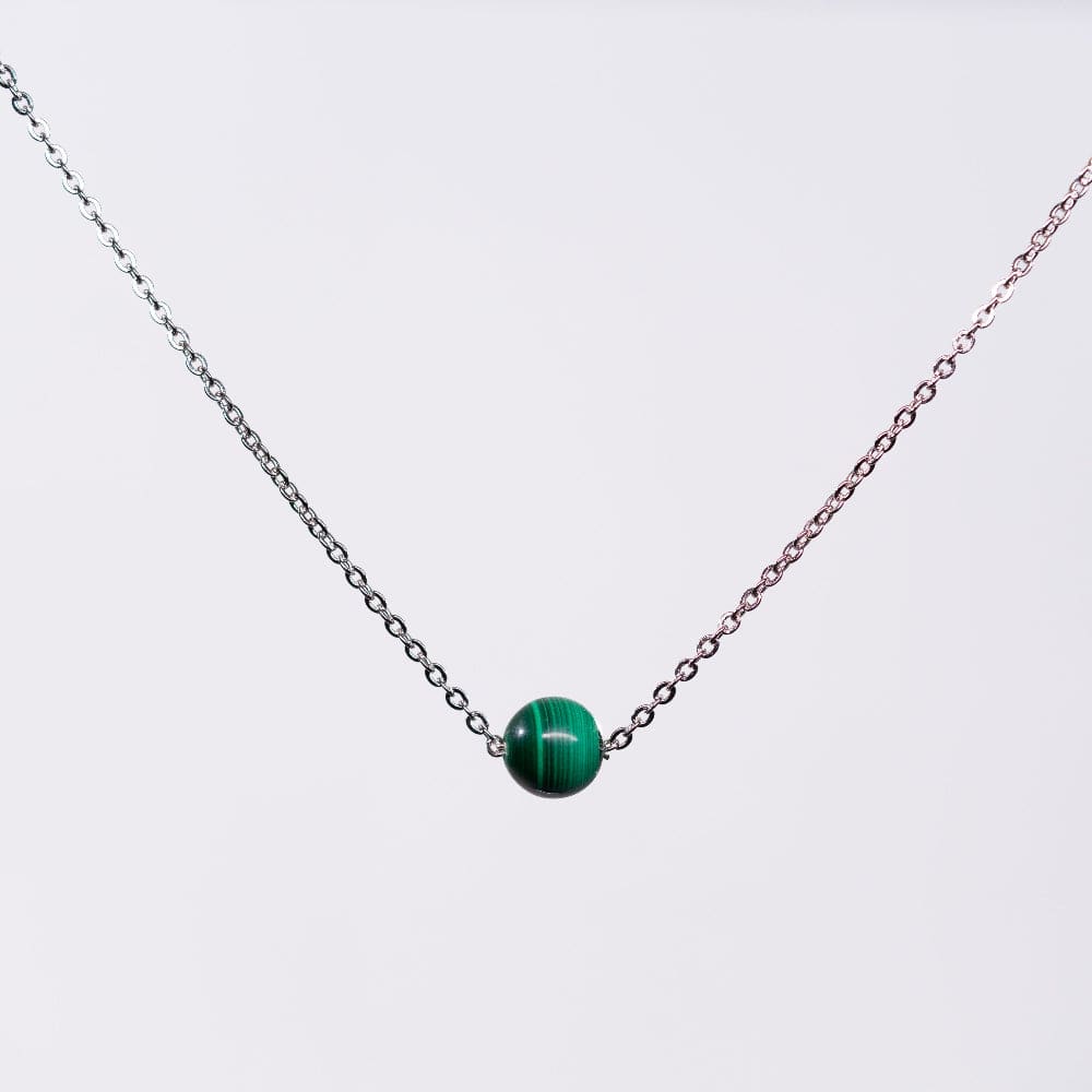 Collier en Malachite Tara - Acier inoxydable Argent