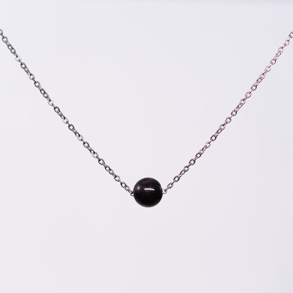 Collier en Tourmaline Noir Tara - Acier Inoxydable Argent 