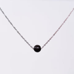 Collier en Tourmaline Noir Tara - Acier Inoxydable Argent 