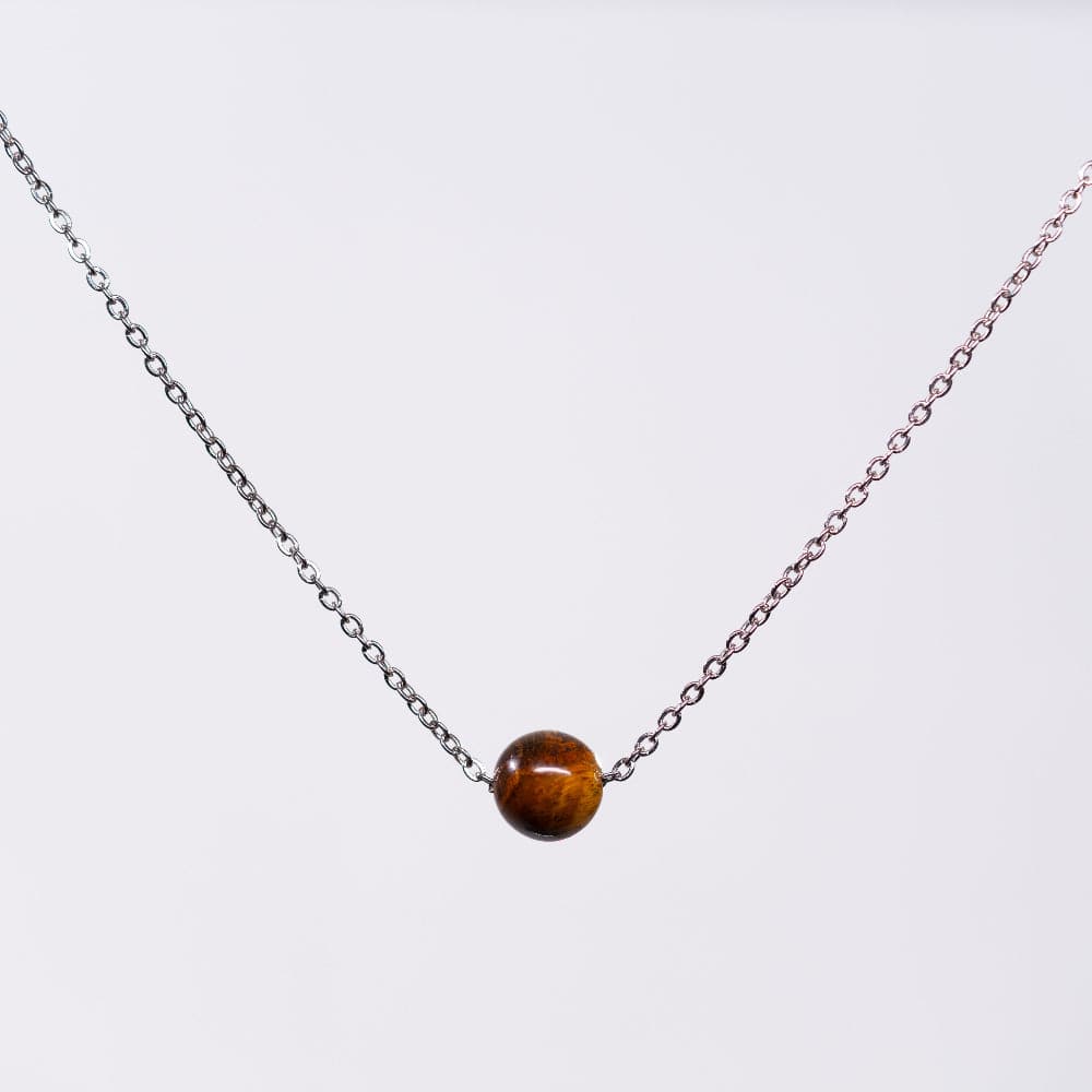 Collier en Œil de Tigre Tara - Acier Inoxydable Argent 