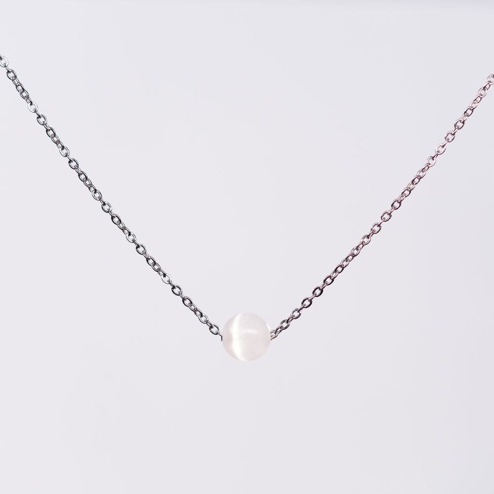 Collier en Sélénite Tara - Acier inoxydable Argent
