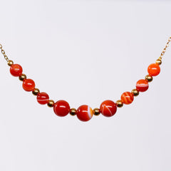 Collier en Cornaline - Acier Inoxydable Or
