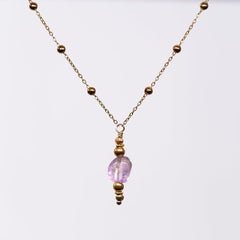 Collier en Améthyste - Acier Inoxydable Or
