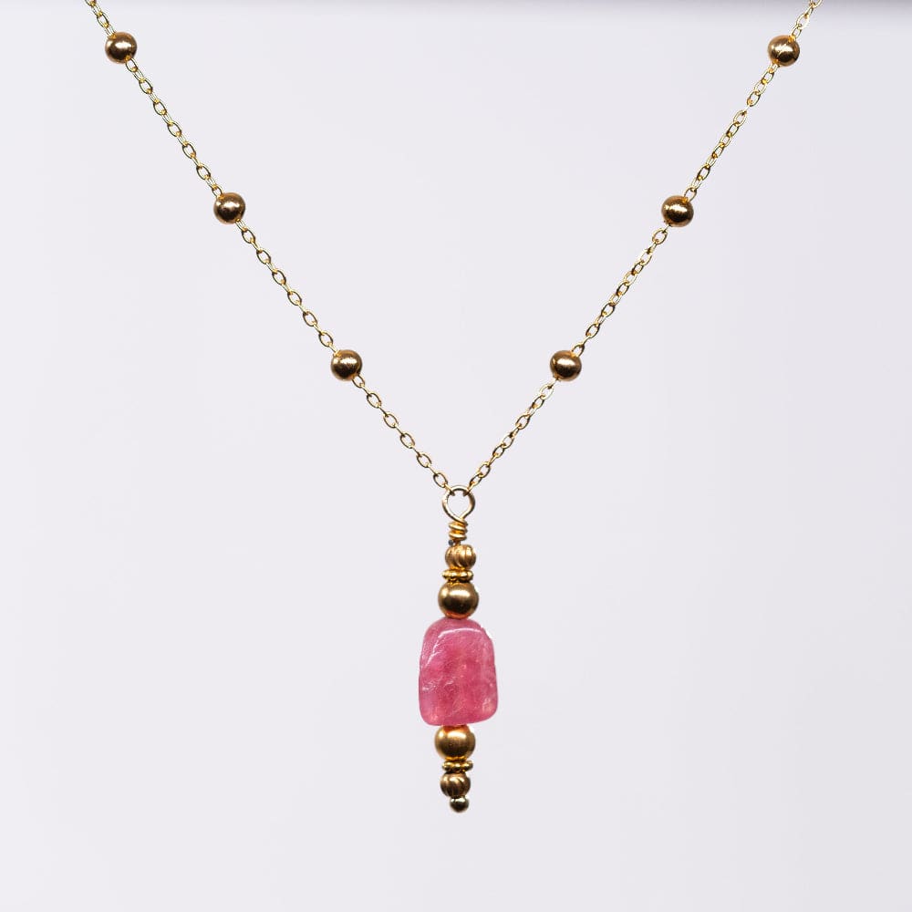 Collier en Tourmaline Rose Thalassa - Acier Inoxydable Or