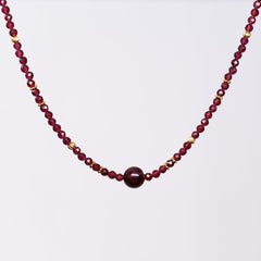 Collier en Grenat Nadira - Acier inoxydable Or