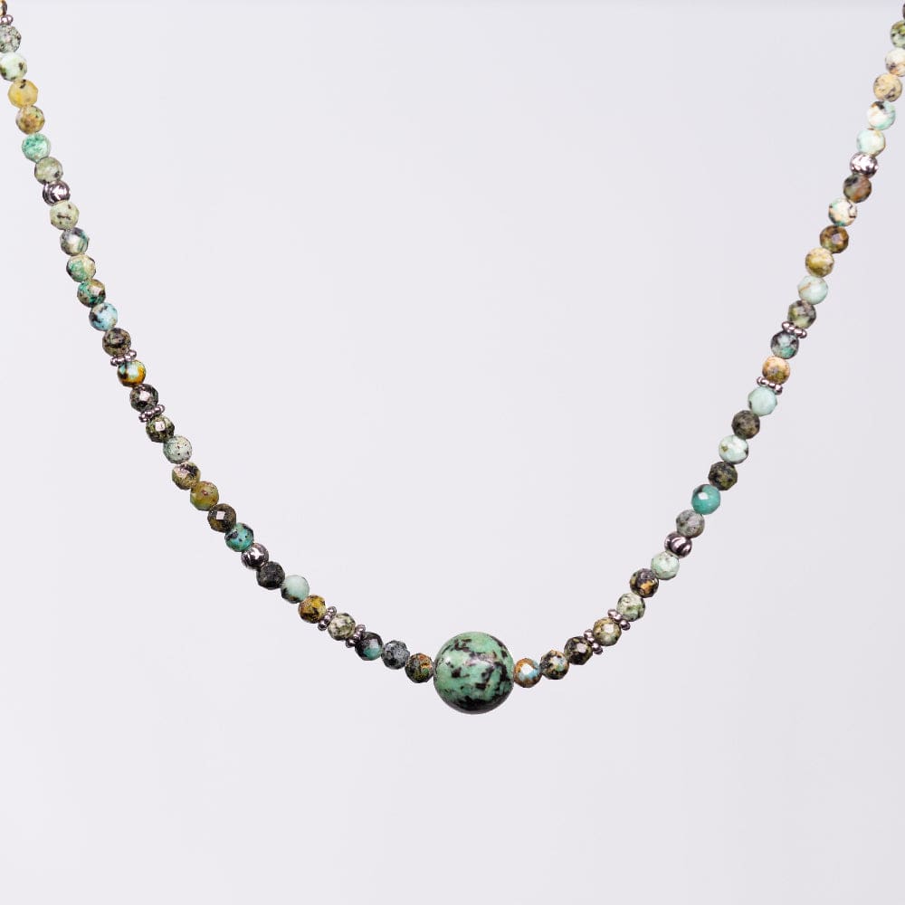 Collier en Turquoise Africaine Nadira - Acier inoxydable Argent