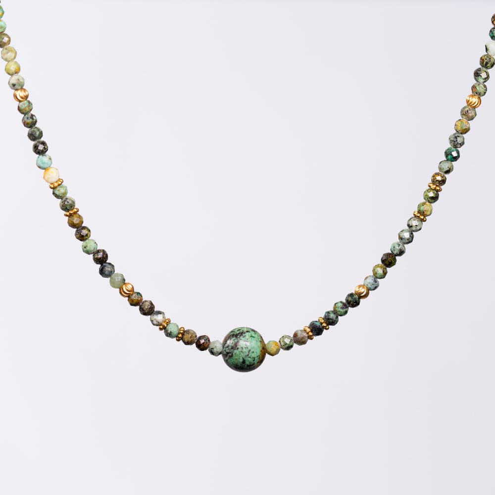 Collier en Turquoise Africaine Nadira - Acier inoxydable Or