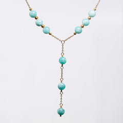 Collier en Amazonite Cassiopée - Acier Inoxydable Or