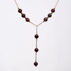 Collier en Grenat Cassiopée - Acier Inoxydable Or