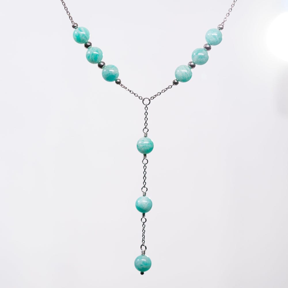 Collier en Amazonite Cassiopée - Acier Inoxydable Argent