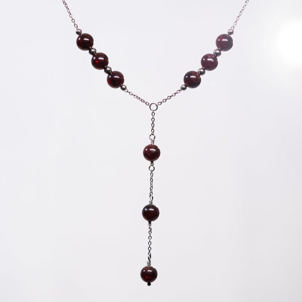 Collier en Grenat Cassiopée - Acier Inoxydable Argent