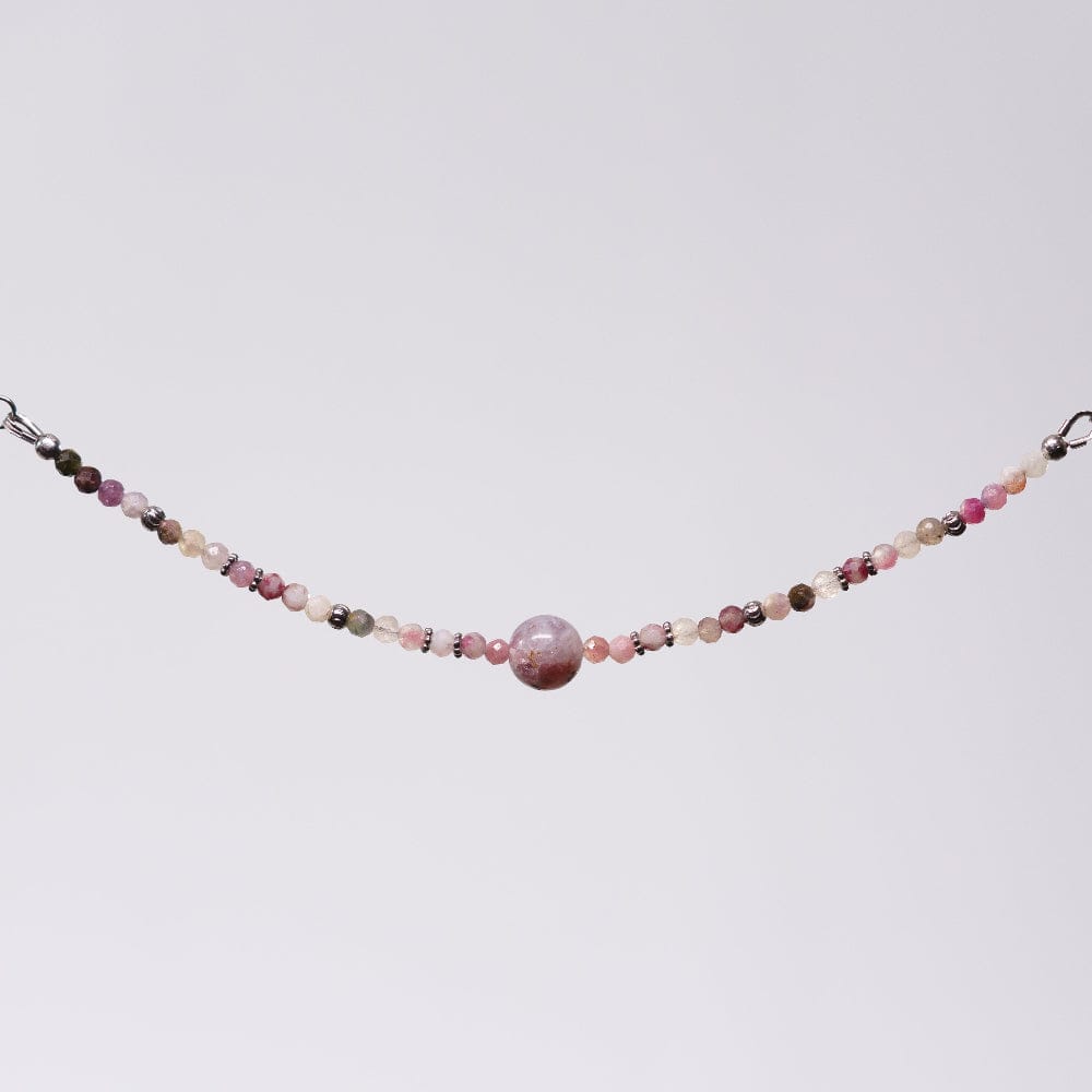 Bracelet Tourmaline Rose Nadira - Acier Inoxydable Argent