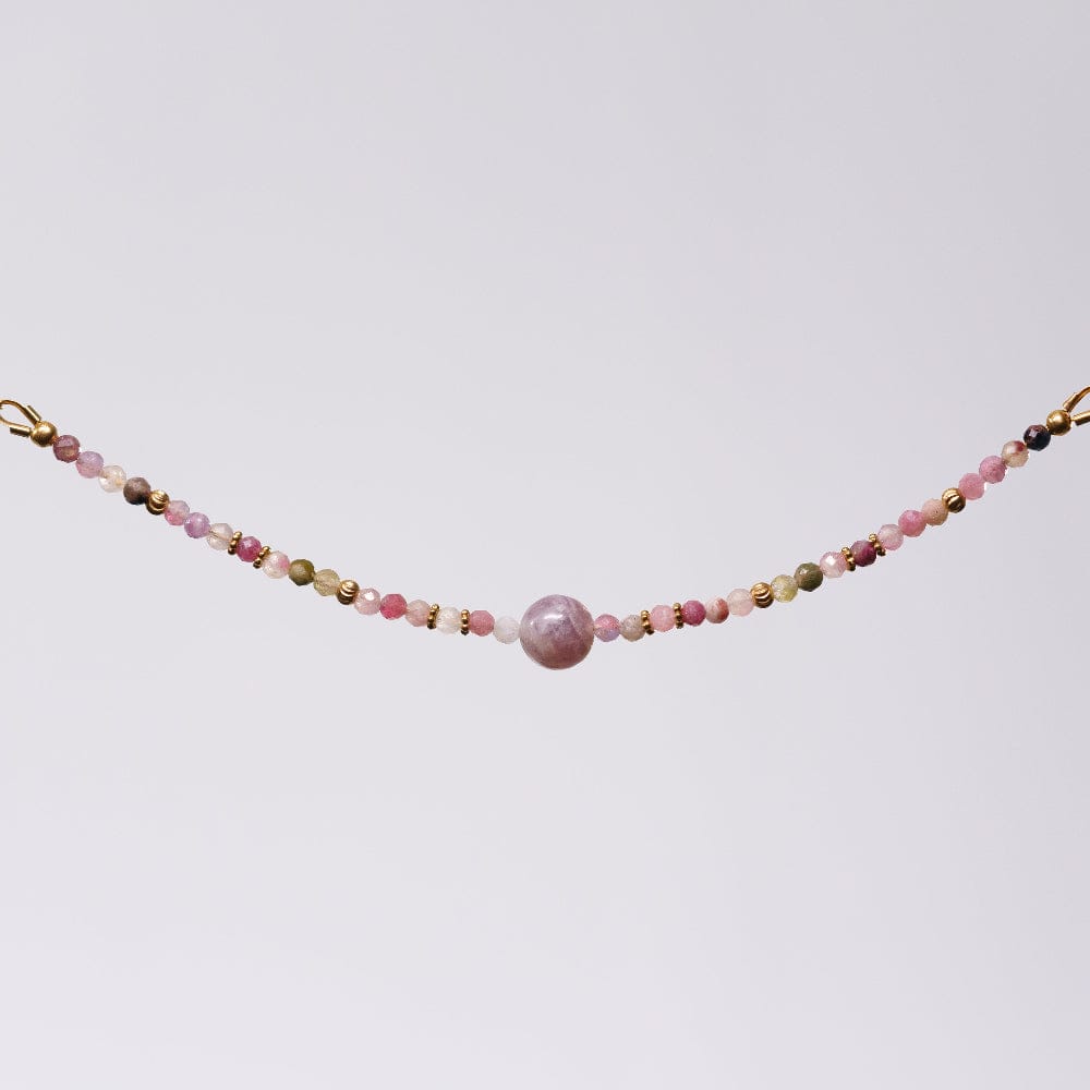 Bracelet Tourmaline Rose Nadira - Acier Inoxydable Or