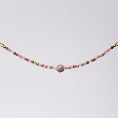 Bracelet Tourmaline Rose Nadira - Acier Inoxydable Or