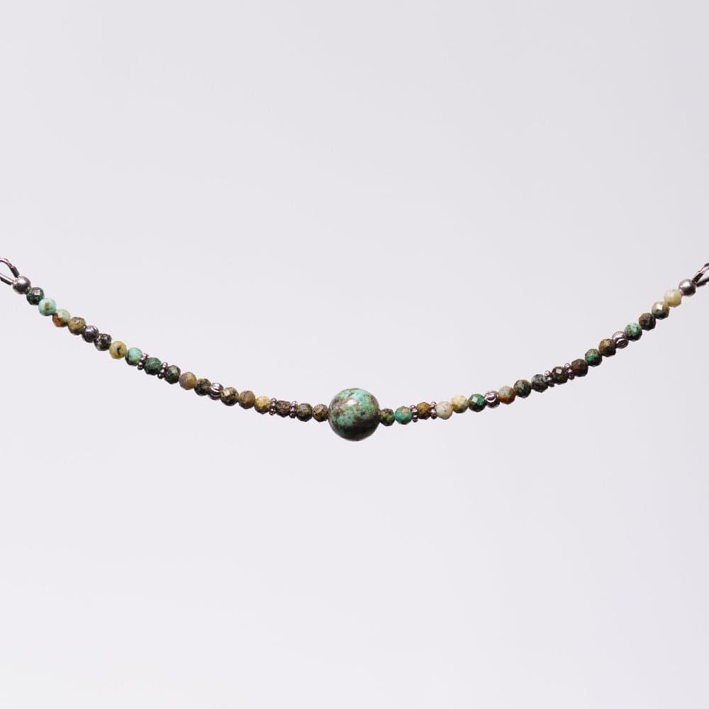 Bracelet Turquoise Africaine Nadira - Acier Inoxydable Argent