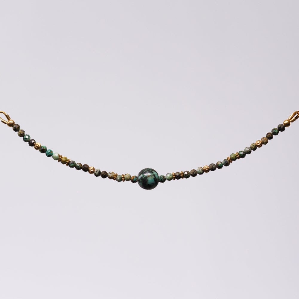 Bracelet Turquoise Africaine Nadira - Acier Inoxydable Or