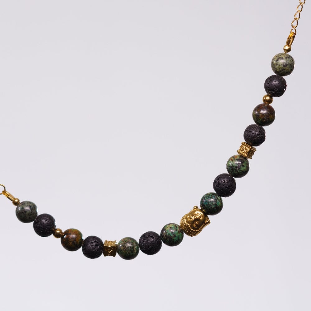 Bracelet Turquoise Africaine Chandra - Acier Inoxydable Or