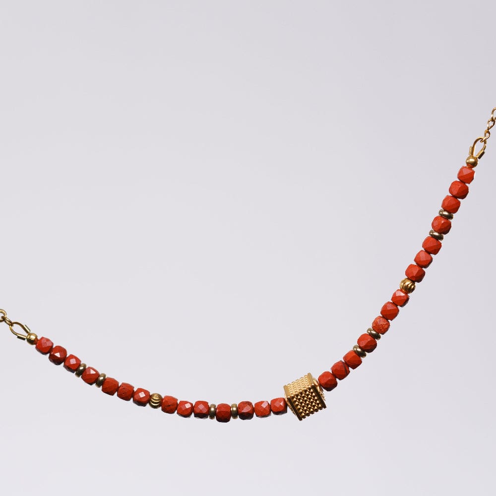 Bracelet Jaspe Rouge Orion - Acier Inoxydable Or