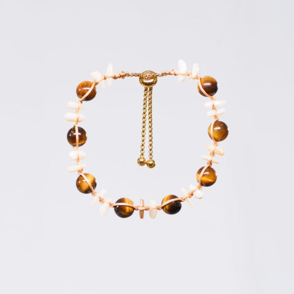 Bracelet Œil de Tigre Néréo - Acier Inoxydable Or