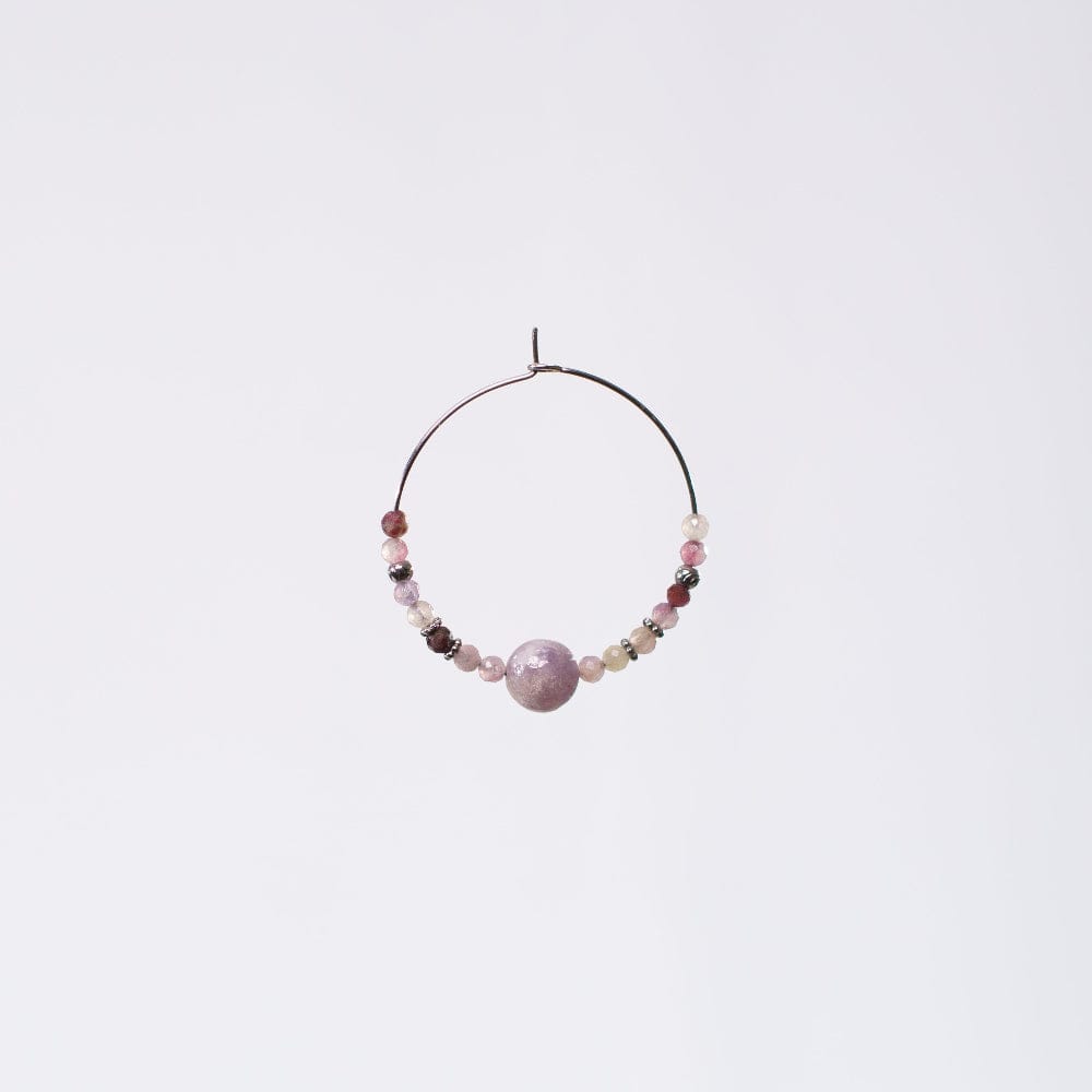 Boucle Oreille Tourmaline Rose Nadira - Acier Inoxydable Argent