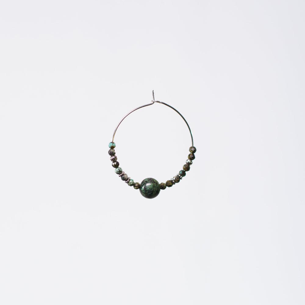 Boucle Oreille Turquoise Africaine Nadira - Acier Inoxydable Argent