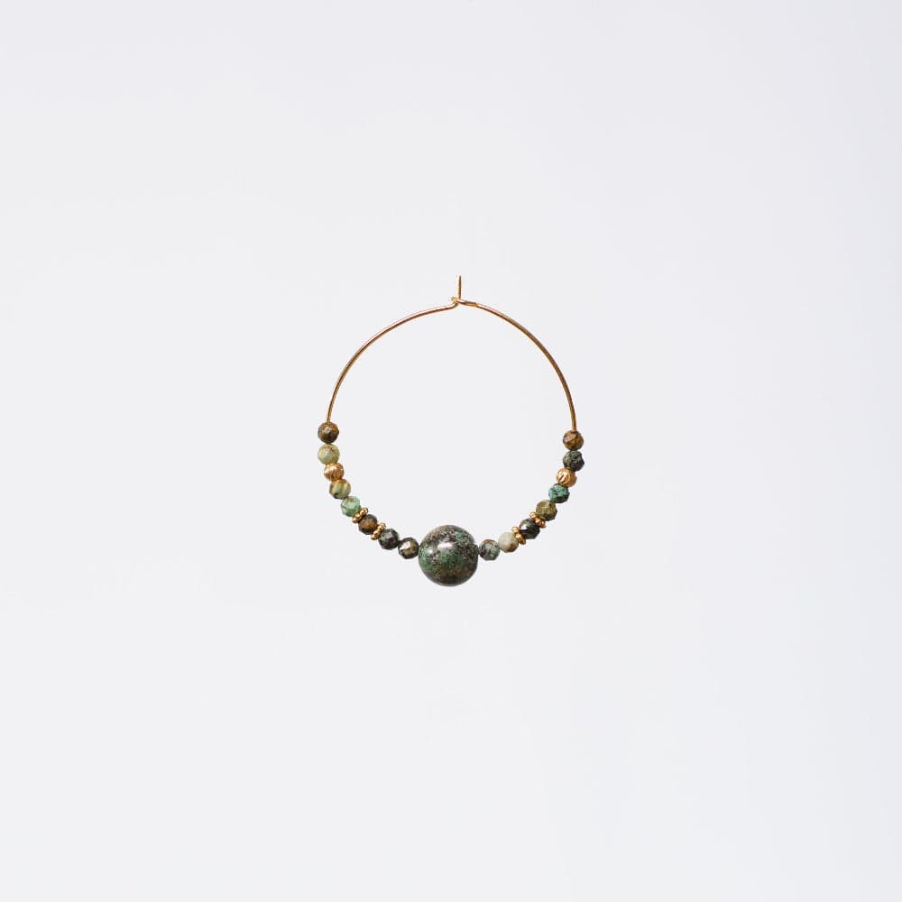 Boucle Oreille Turquoise Africaine Nadira - Acier Inoxydable Or