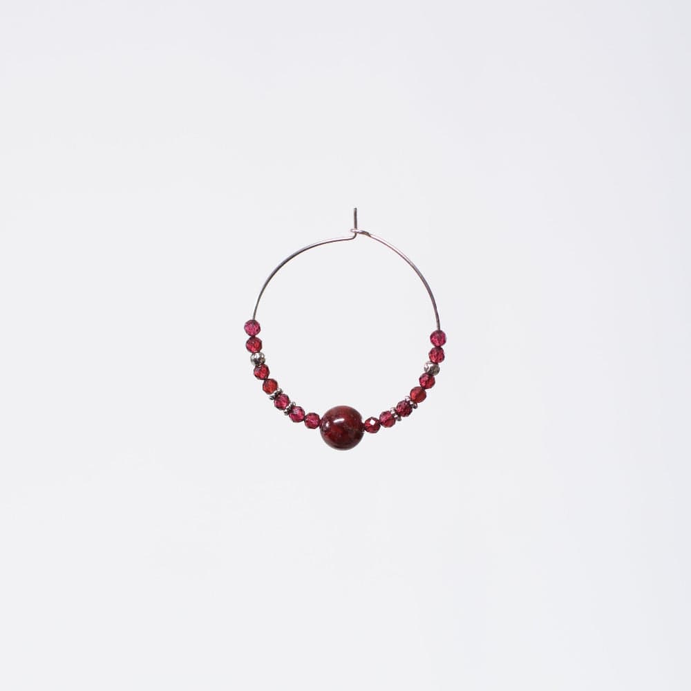 Boucle Oreille Grenat Nadira - Acier Inoxydable Argent