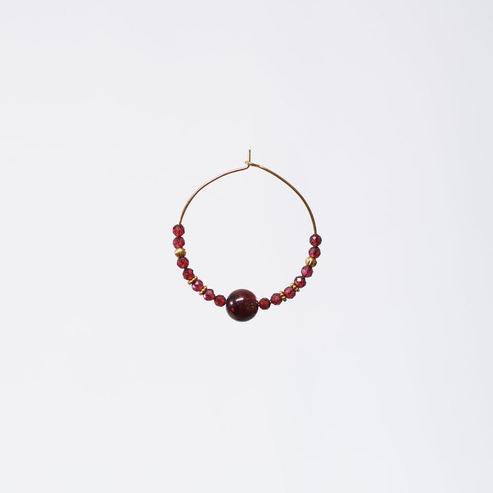 Boucle Oreille Grenat Nadira - Acier Inoxydable Or
