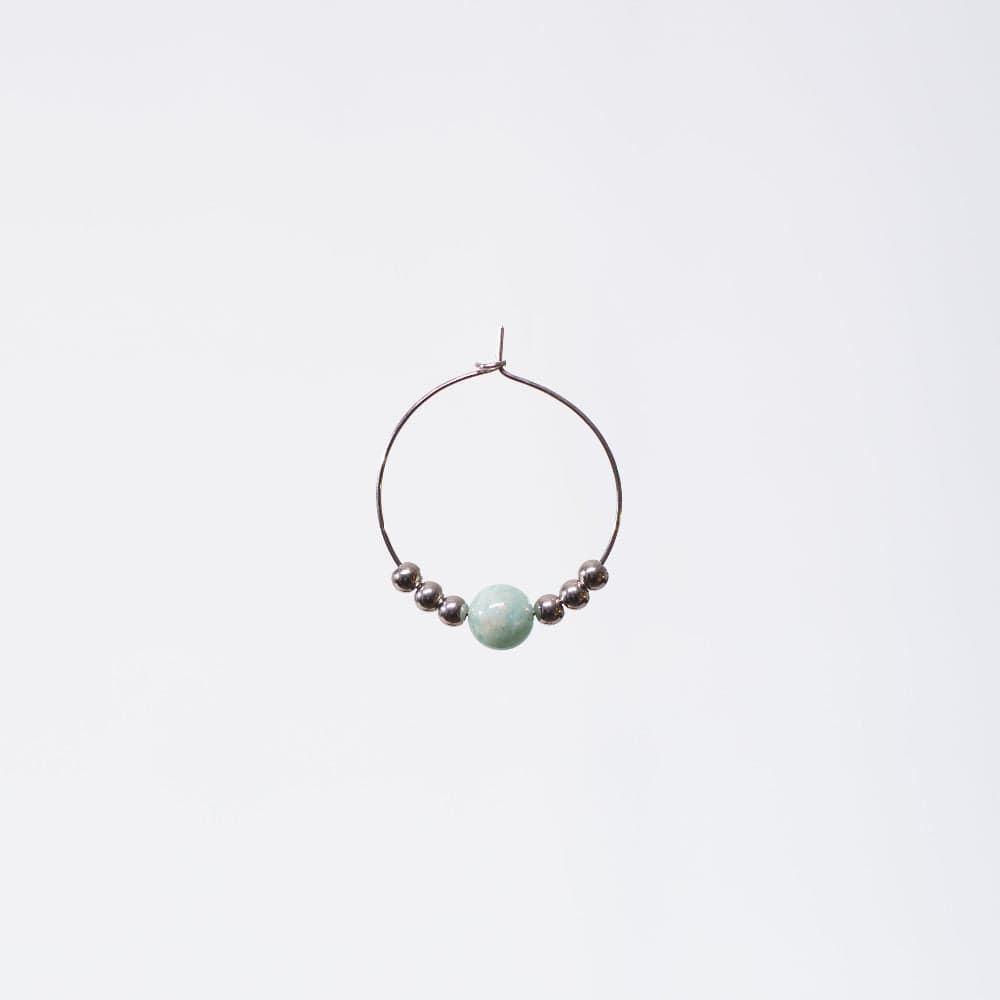 Boucle Oreille Amazonite Casssiopée - Acier Inoxydable Argent