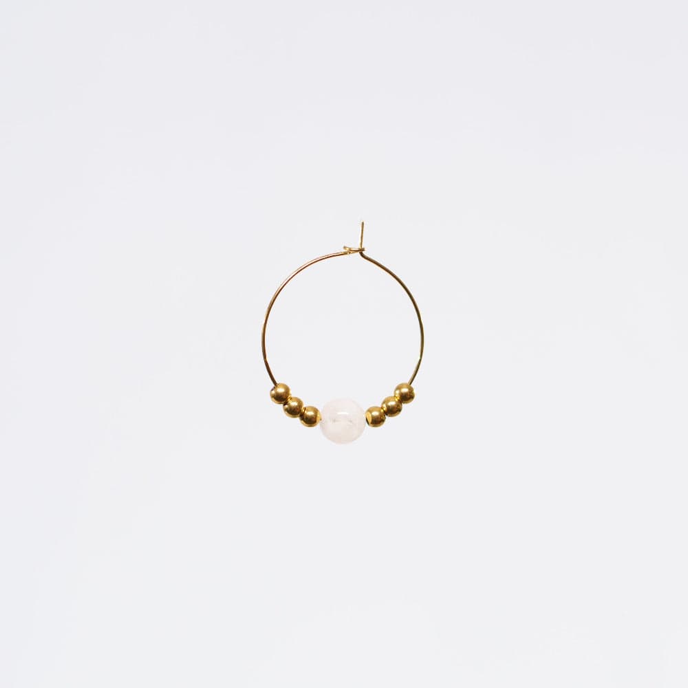 Boucle Oreille Pierre de Lune Casssiopée - Acier Inoxydable Or