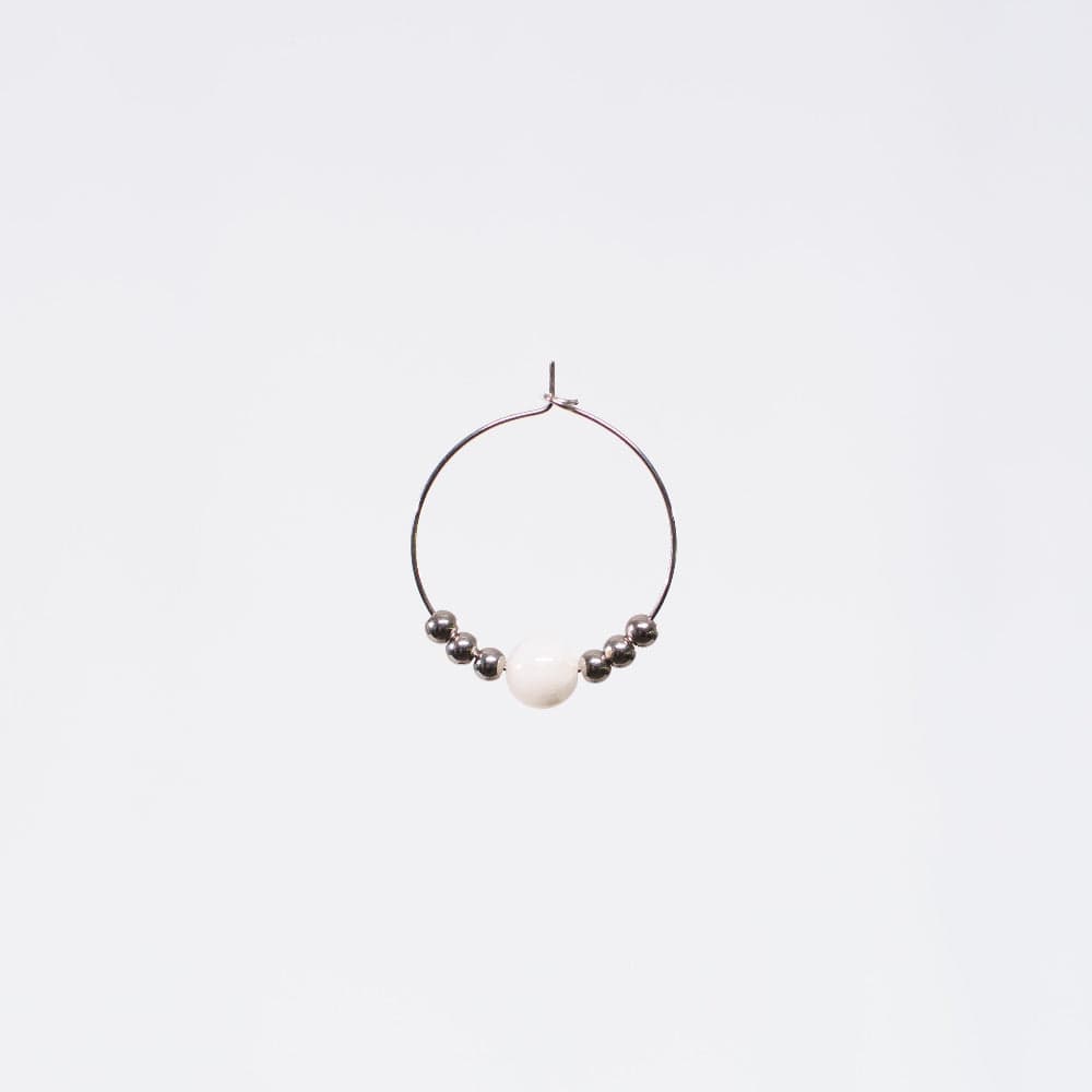 Boucle Oreille Pierre de Lune Casssiopée - Acier Inoxydable Argent
